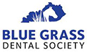 The image features a logo with text that reads  Bluegrass Dental Society  and includes a graphic element resembling a stylized horse s head.